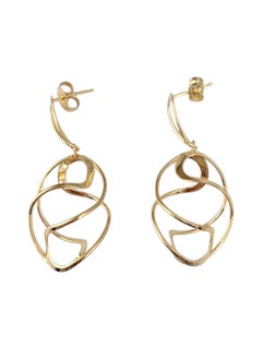 14K Yellow Gold Swirl Dangle Earrings #21727