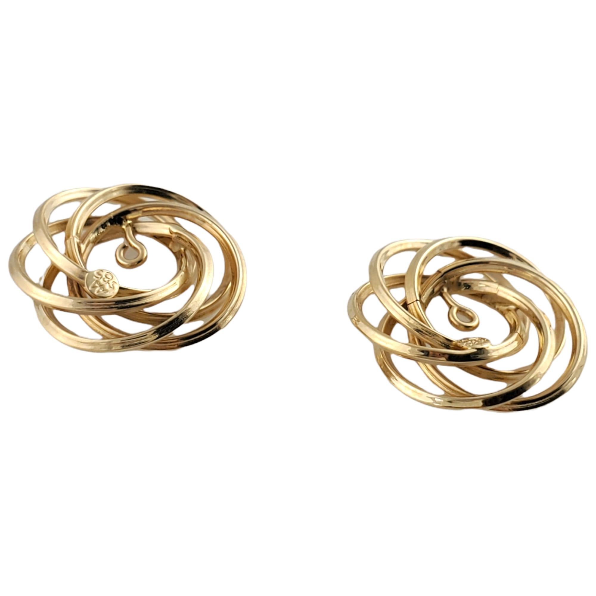 Round Cut 14K Yellow Gold Swirl Earrings Jackets #12384 For Sale