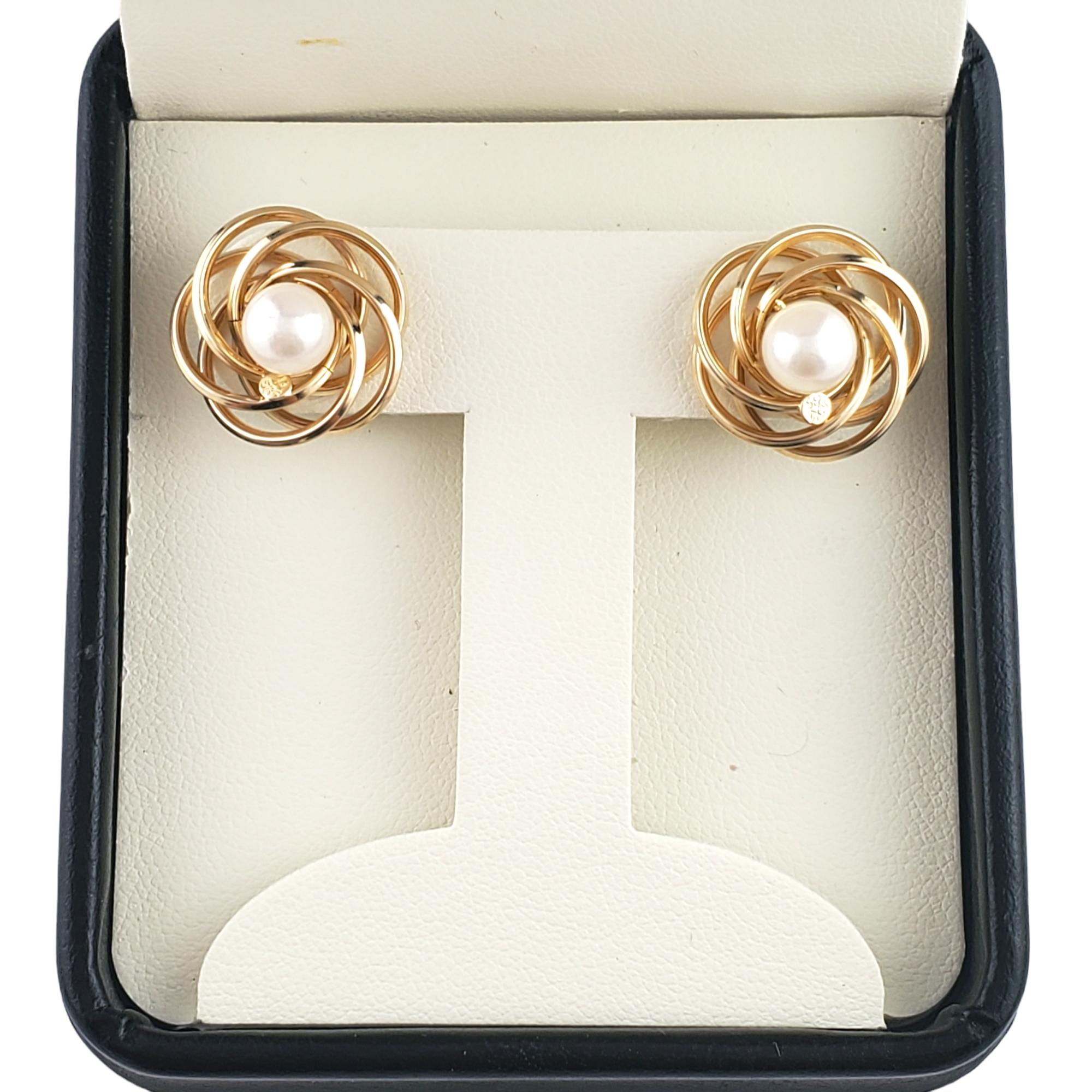 14K Yellow Gold Swirl Earrings Jackets #12384 For Sale 3