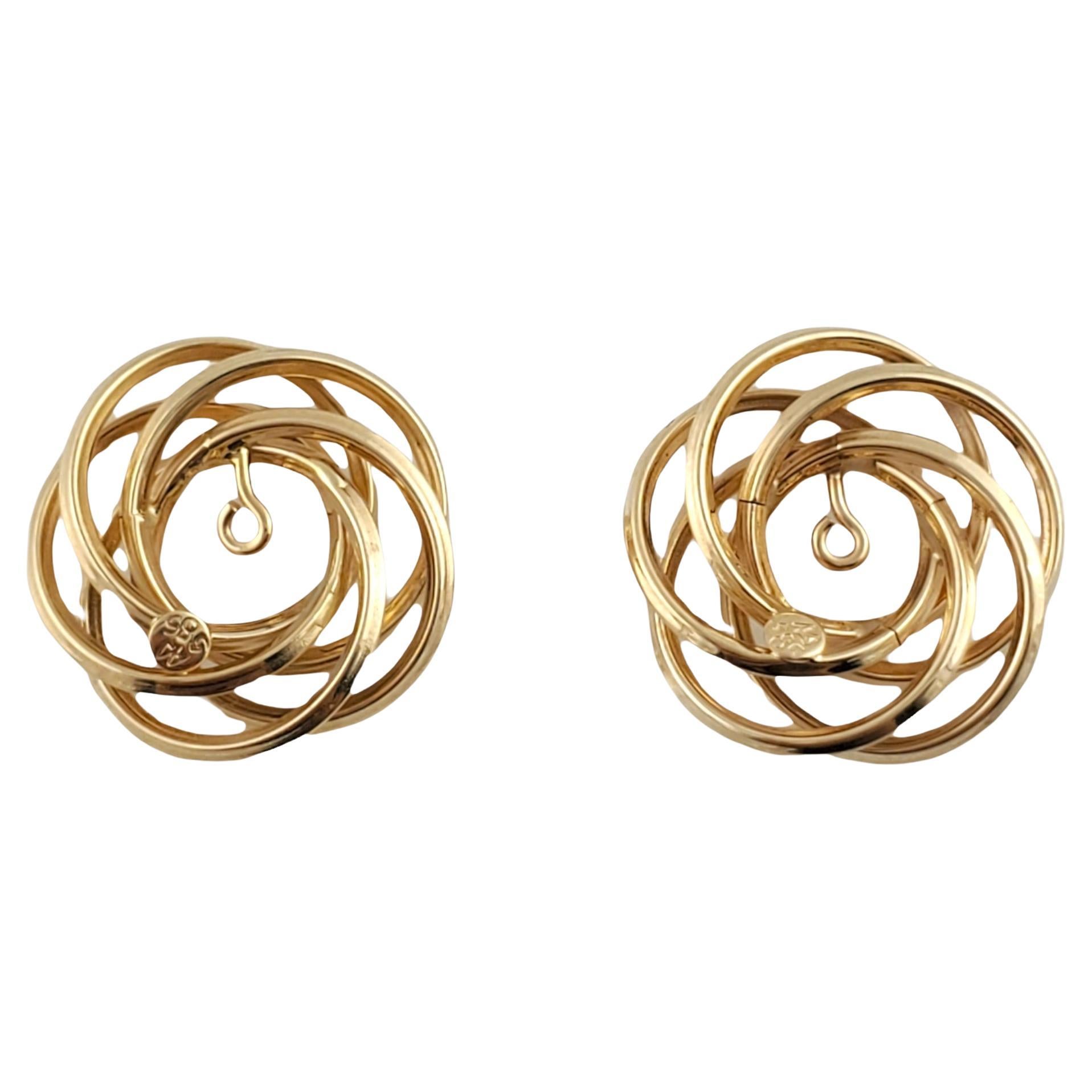 14K Yellow Gold Swirl Earrings Jackets #12384 For Sale