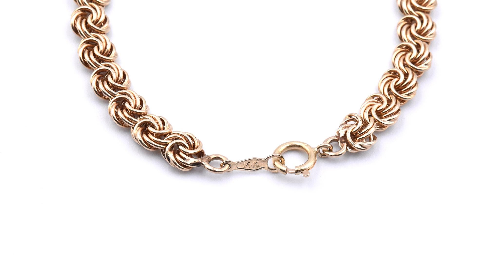 Men's 14 Karat Yellow Gold Swirl Link Necklace