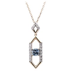 14K Yellow Gold Swiss Blue Topaz & Diamond Teardrop Pendant Necklace