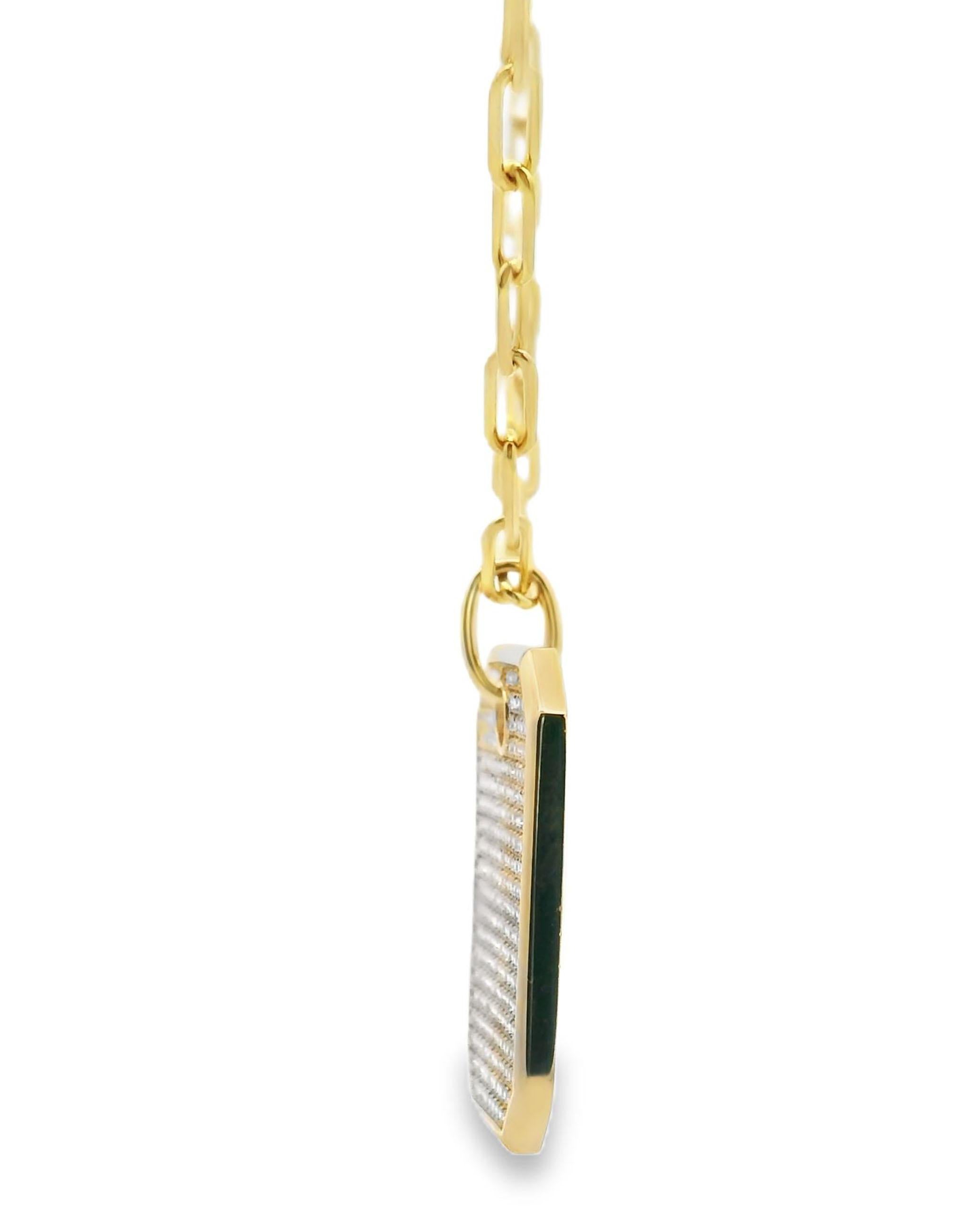 Collar Colgante Tag de Oro Amarillo 14K con Diamantes Contemporáneo en venta