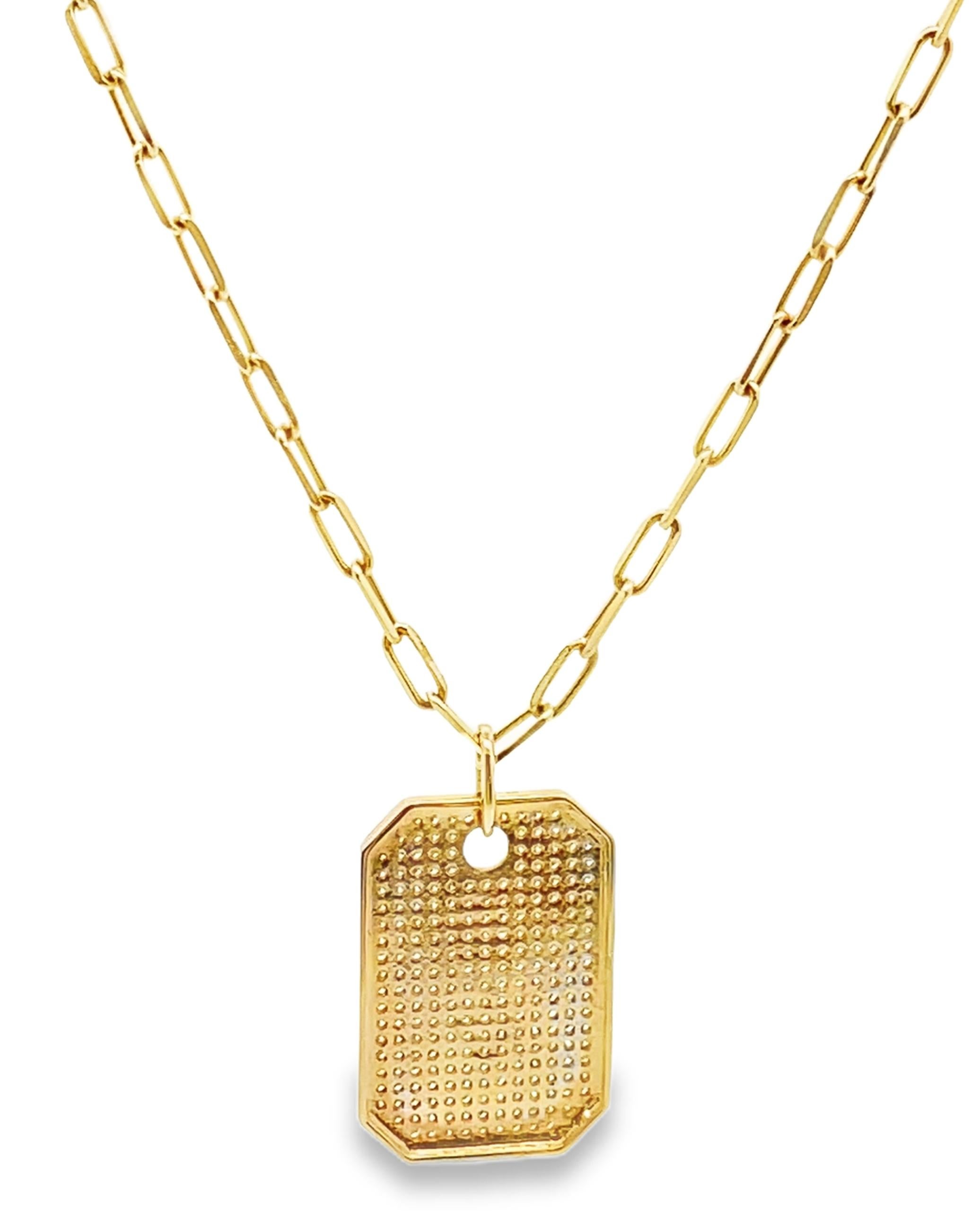 De las mujeres Collar Colgante Tag de Oro Amarillo 14K con Diamantes en venta