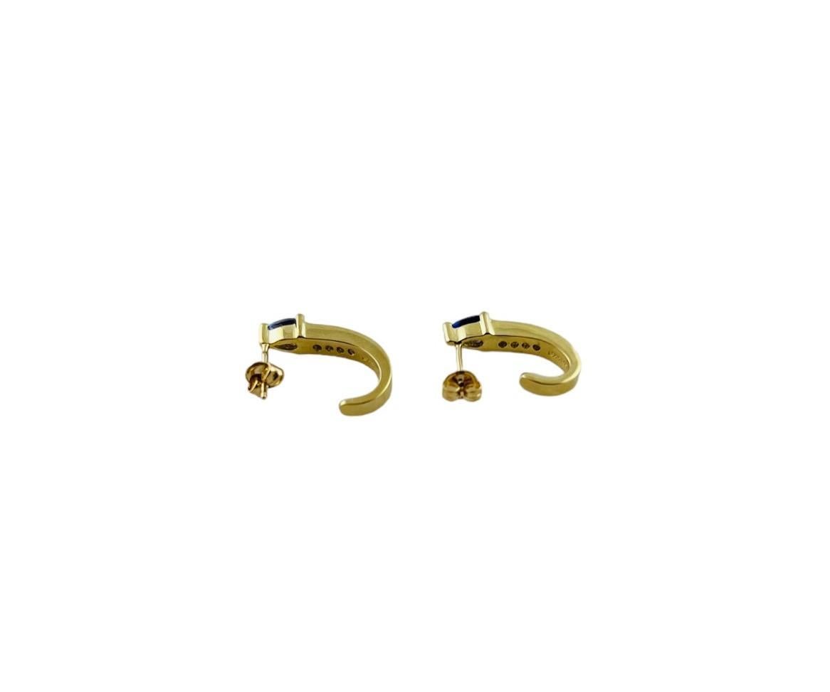 14K Gelbgold Tansanit und Diamant-Halbreif-Ohrringe #15629 im Zustand „Gut“ im Angebot in Washington Depot, CT