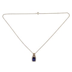 14K Yellow Gold Tanzanite and Diamond Pendant Necklace #24362