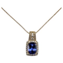 14K Yellow Gold Tanzanite and Diamond Pendant Necklace #24362