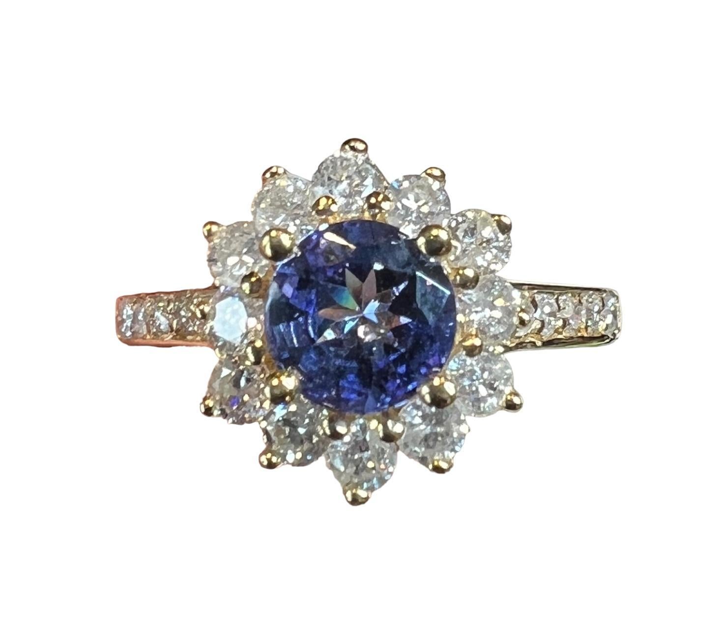 14K Yellow Gold Tanzanite and Diamond Ring size 5.75 #15082 For Sale 9