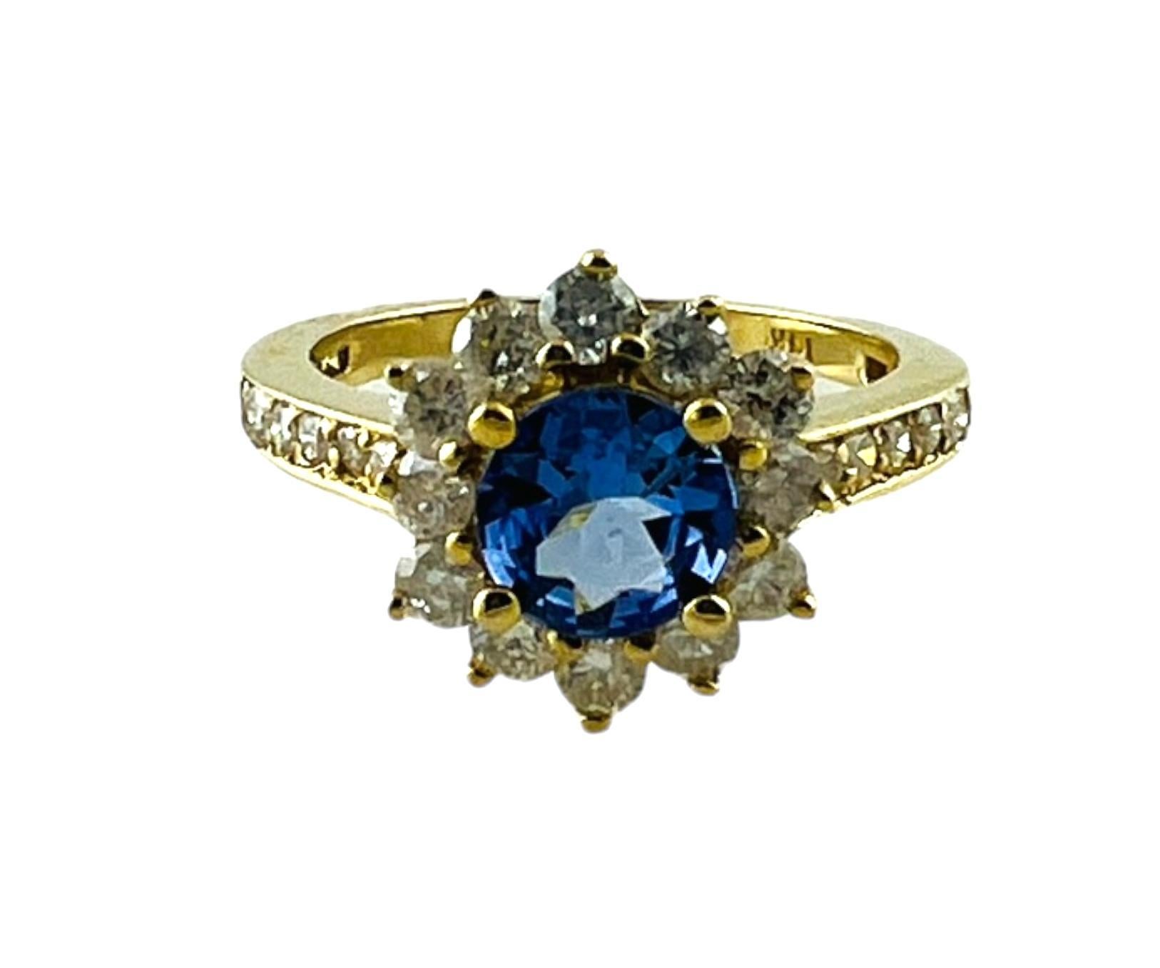 14 Karat Yellow Gold Tanzanite and Diamond Ring Size 5.75 JAGi Certified-

This stunning ring features on round tanzanite and 22 round brilliant cut diamonds set in classic 14K yellow gold. Width: 12 mm.
Shank: 2 mm.

Tanzanite weight: .81