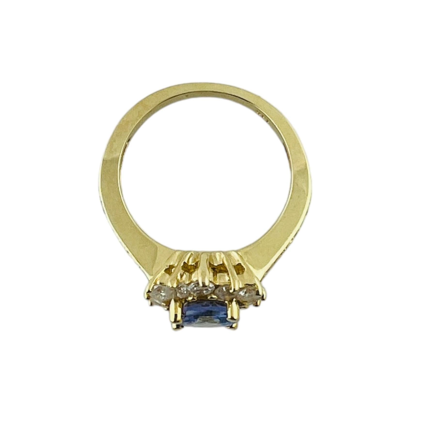 Bague en or jaune 14 carats avec tanzanite et diamant taille 5,75 n° 15082 Pour femmes en vente