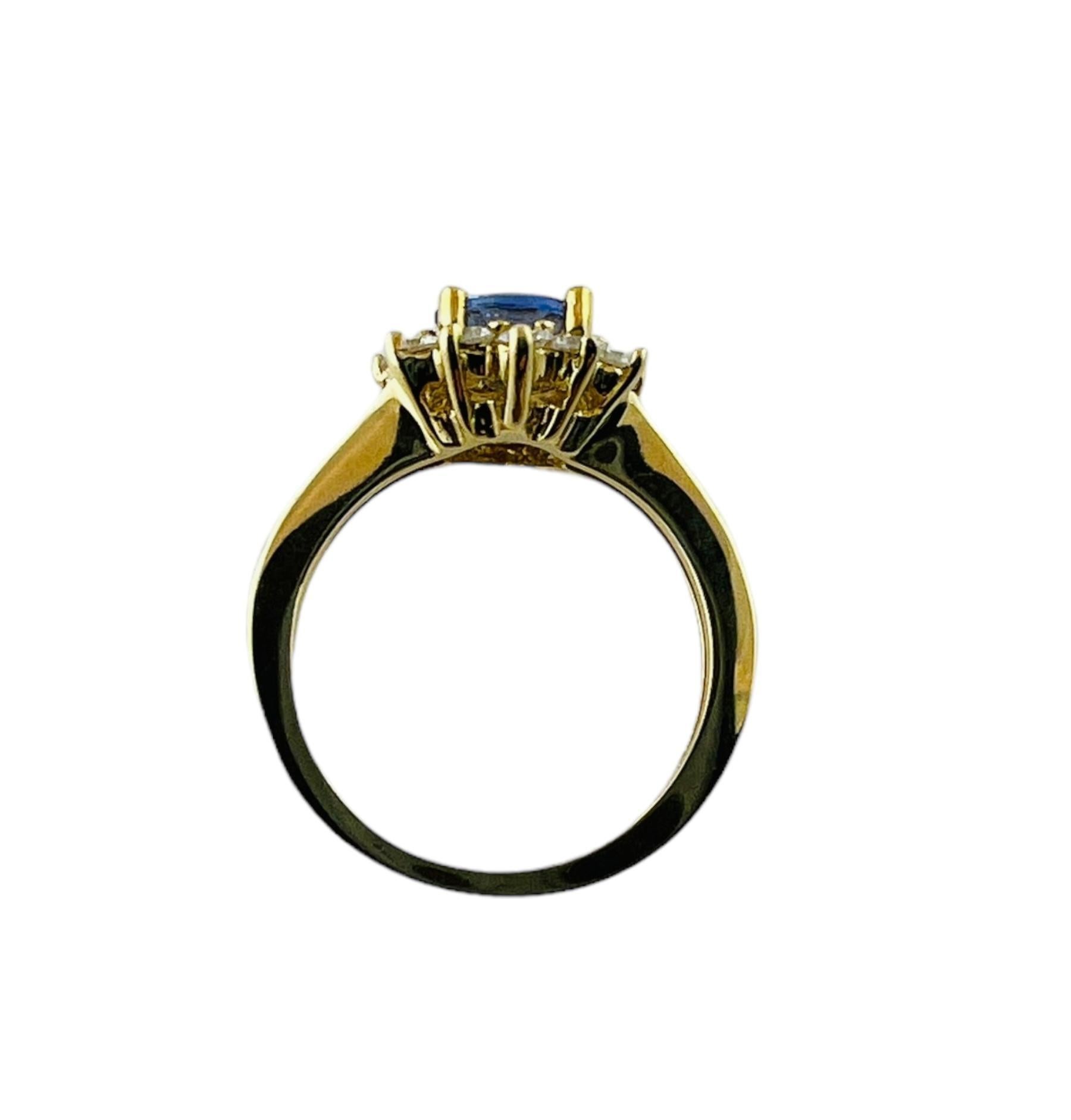 Bague en or jaune 14 carats avec tanzanite et diamant taille 5,75 n° 15082 en vente 4