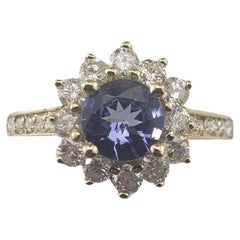 Anello in oro giallo 14K con tanzanite e diamanti misura 5,75 #15082