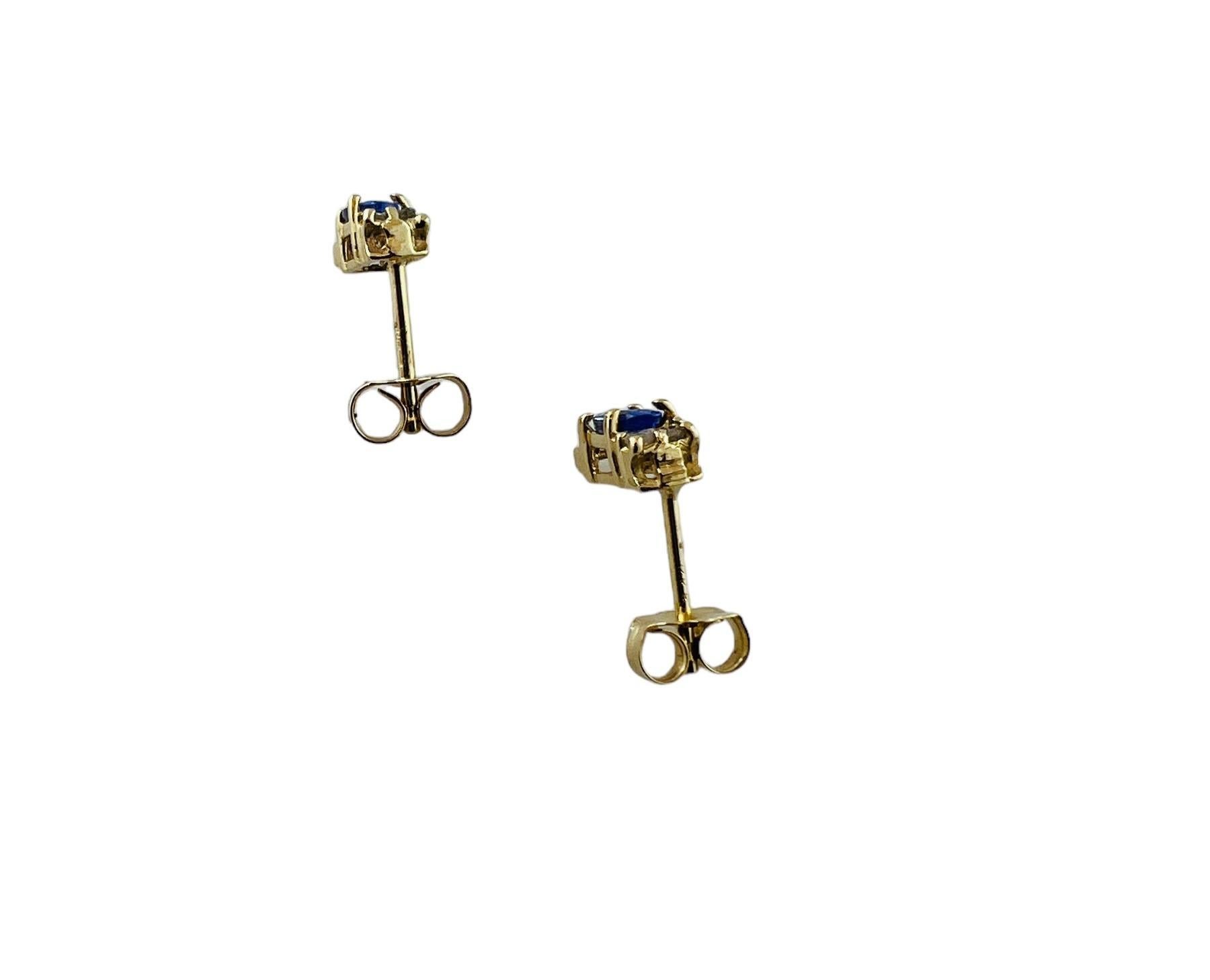 14K Yellow Gold Tanzanite and Diamond Stud Earrings #15628 In Good Condition For Sale In Washington Depot, CT