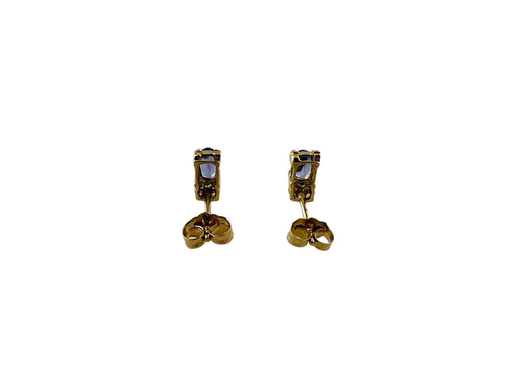 14K Yellow Gold Tanzanite and Diamond Stud Earrings #15628 For Sale 1