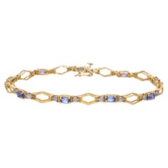 Bracelet de tennis en or jaune 14k Tanzanite et diamant