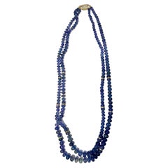 Collana a due fili con tanzanite e diamanti in oro giallo 14k
