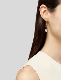 14K Yellow Gold Tanzanite & Diamond Drop Earrings Featuring 3.80 Carat Modified