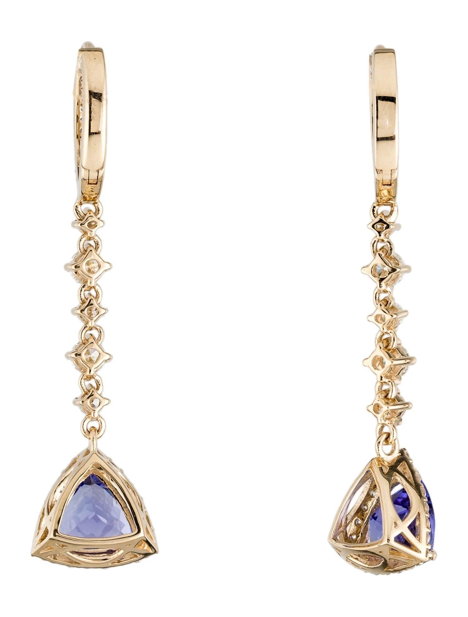 Artista Orecchini pendenti in oro giallo 14K con tanzanite e diamanti da 3,80 carati modificati in vendita