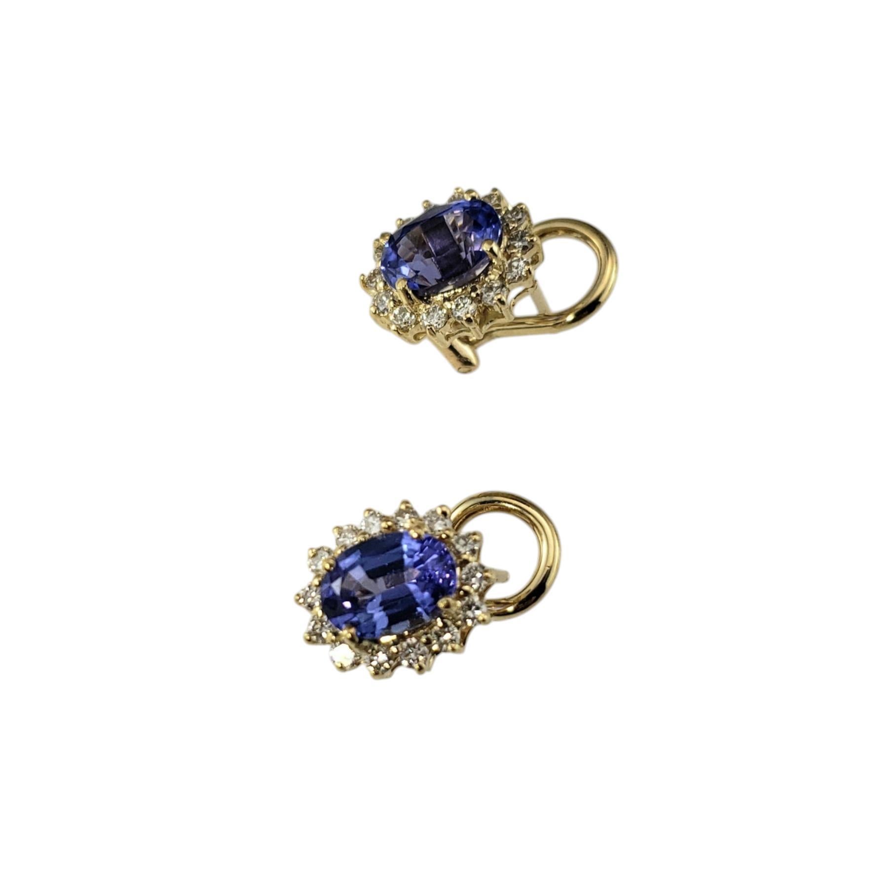 Contemporaneo Orecchini a cerchio in oro giallo 14K con tanzanite e diamanti #19899 in vendita
