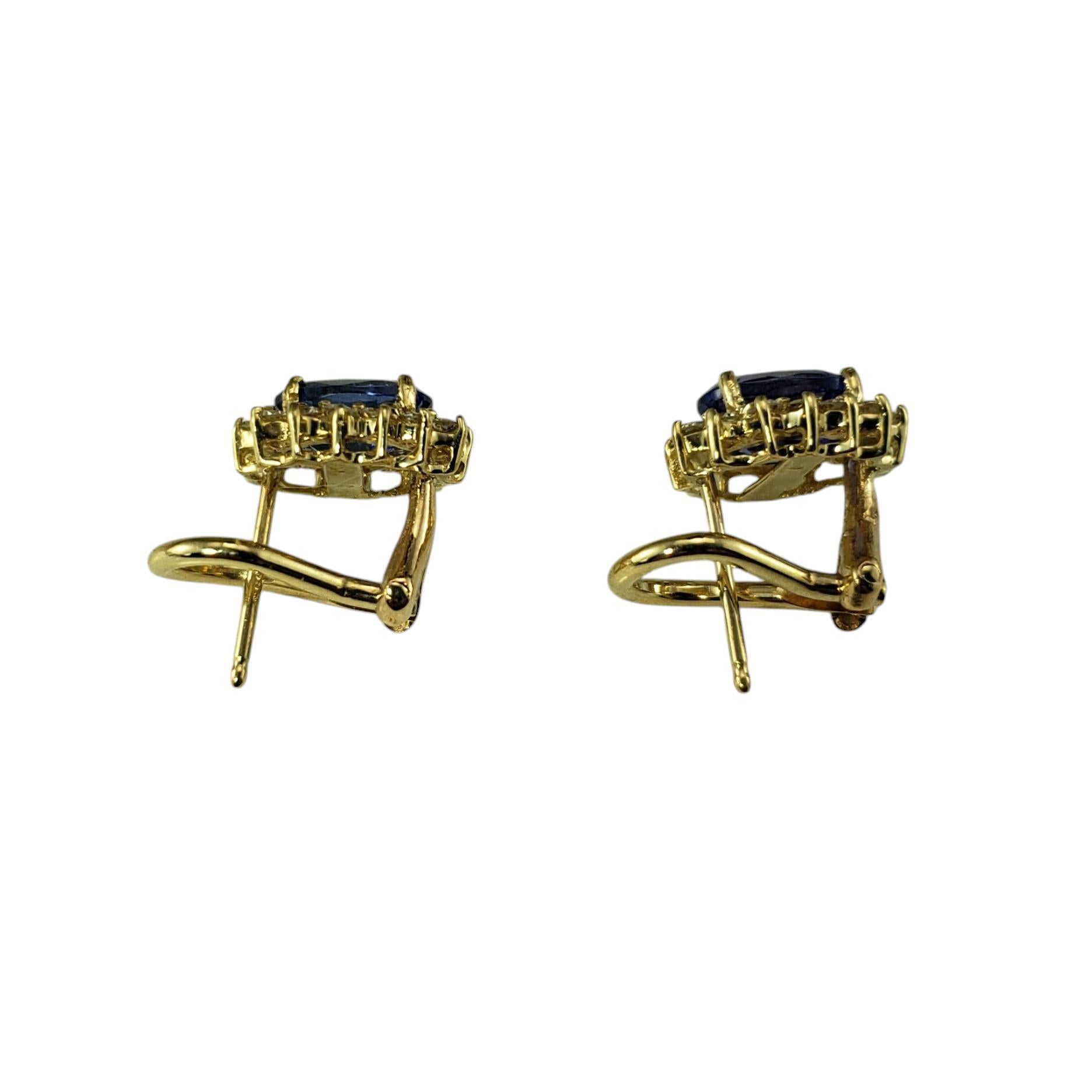 Taglio ovale Orecchini a cerchio in oro giallo 14K con tanzanite e diamanti #19899 in vendita