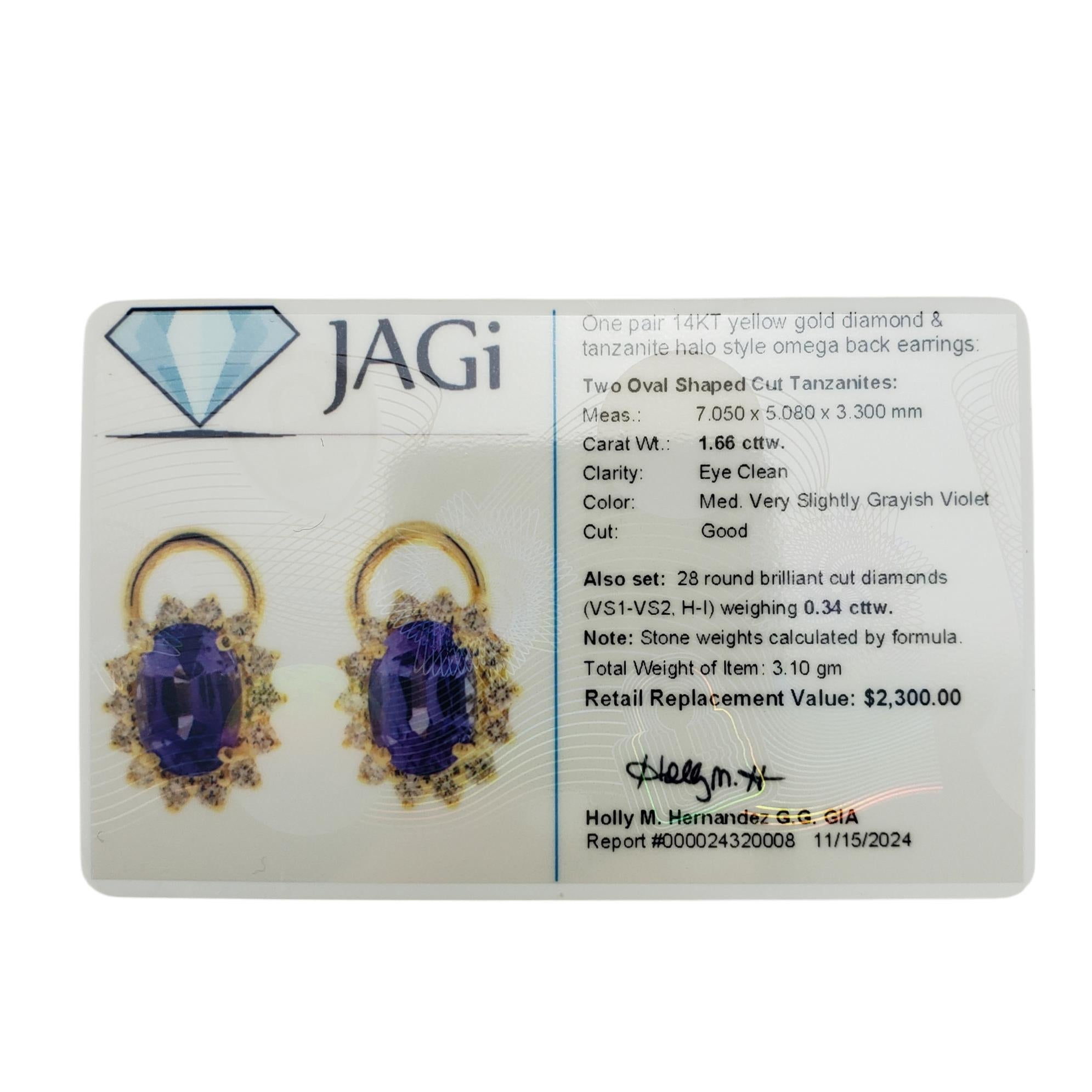Orecchini a cerchio in oro giallo 14K con tanzanite e diamanti #19899 in vendita 2