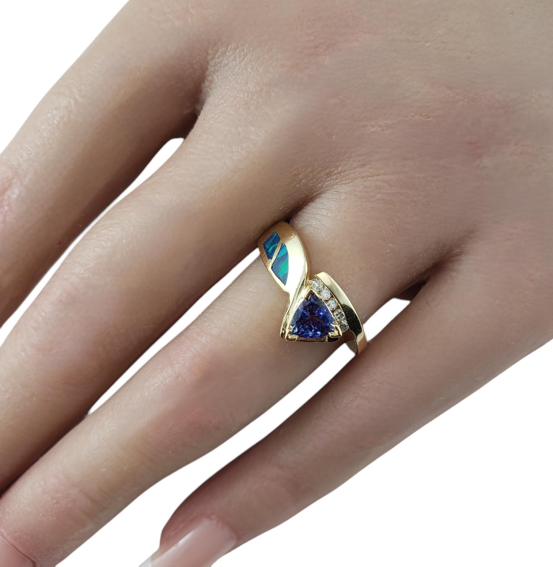 14K Yellow Gold Tanzanite, Diamond & Opal Ring Size 6.5 #19821 For Sale 3