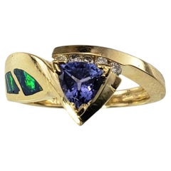 14K Yellow Gold Tanzanite, Diamond & Opal Ring Size 6.5 #19821
