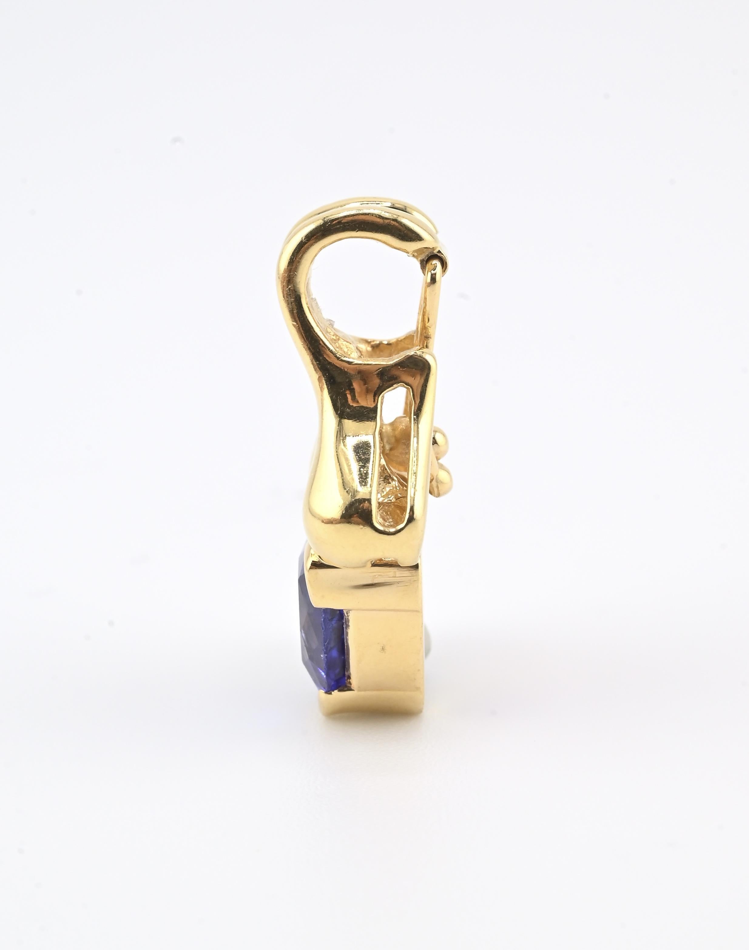 Pendentif en or jaune 14K Tanzanite et diamant • 5.25g • 1.40-1.50ct Tanzanite Bon état - En vente à Media, PA