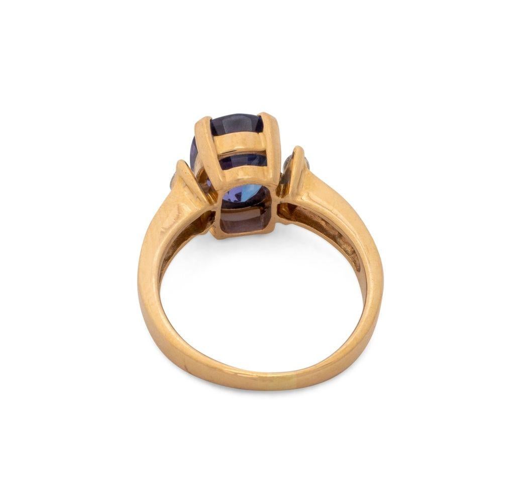 Bague en or jaune 14K Tanzanite Diamant en vente 1