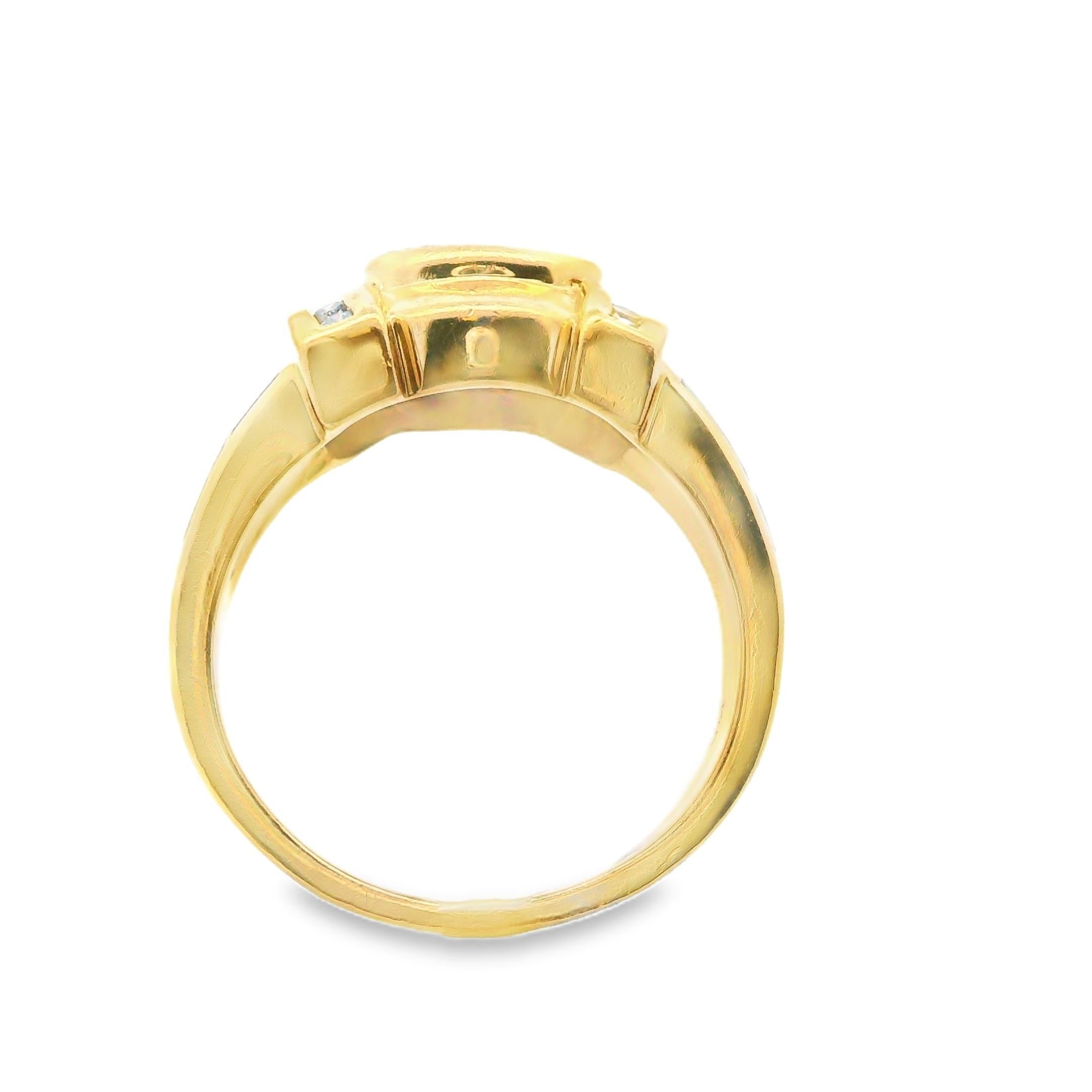 14k Yellow Gold Tanzanite, Inlay Opal & Diamond Ring For Sale 3