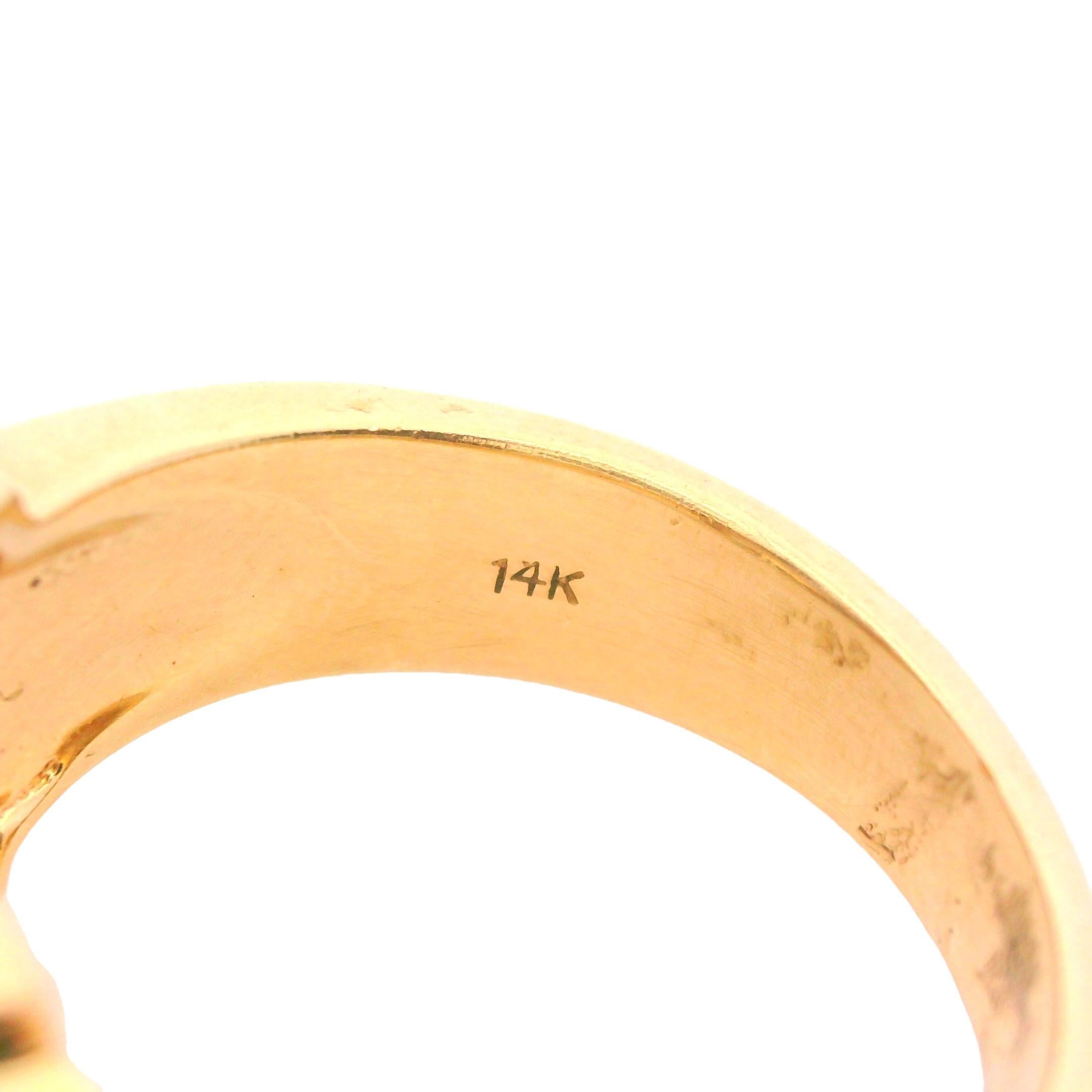 14k Yellow Gold Tanzanite, Inlay Opal & Diamond Ring For Sale 4