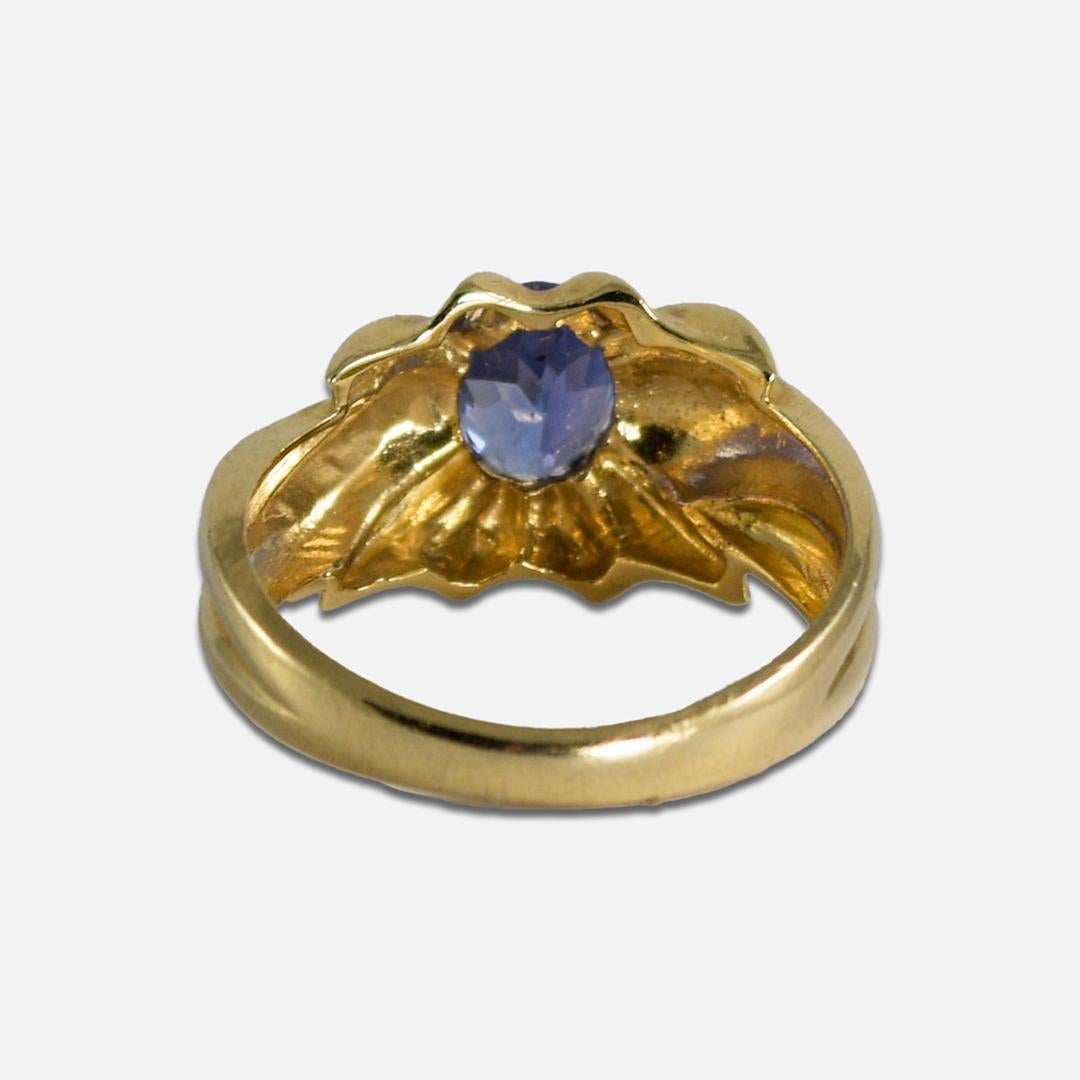 Oval Cut 14K Yellow Gold Tanzanite Ring 3.5g For Sale