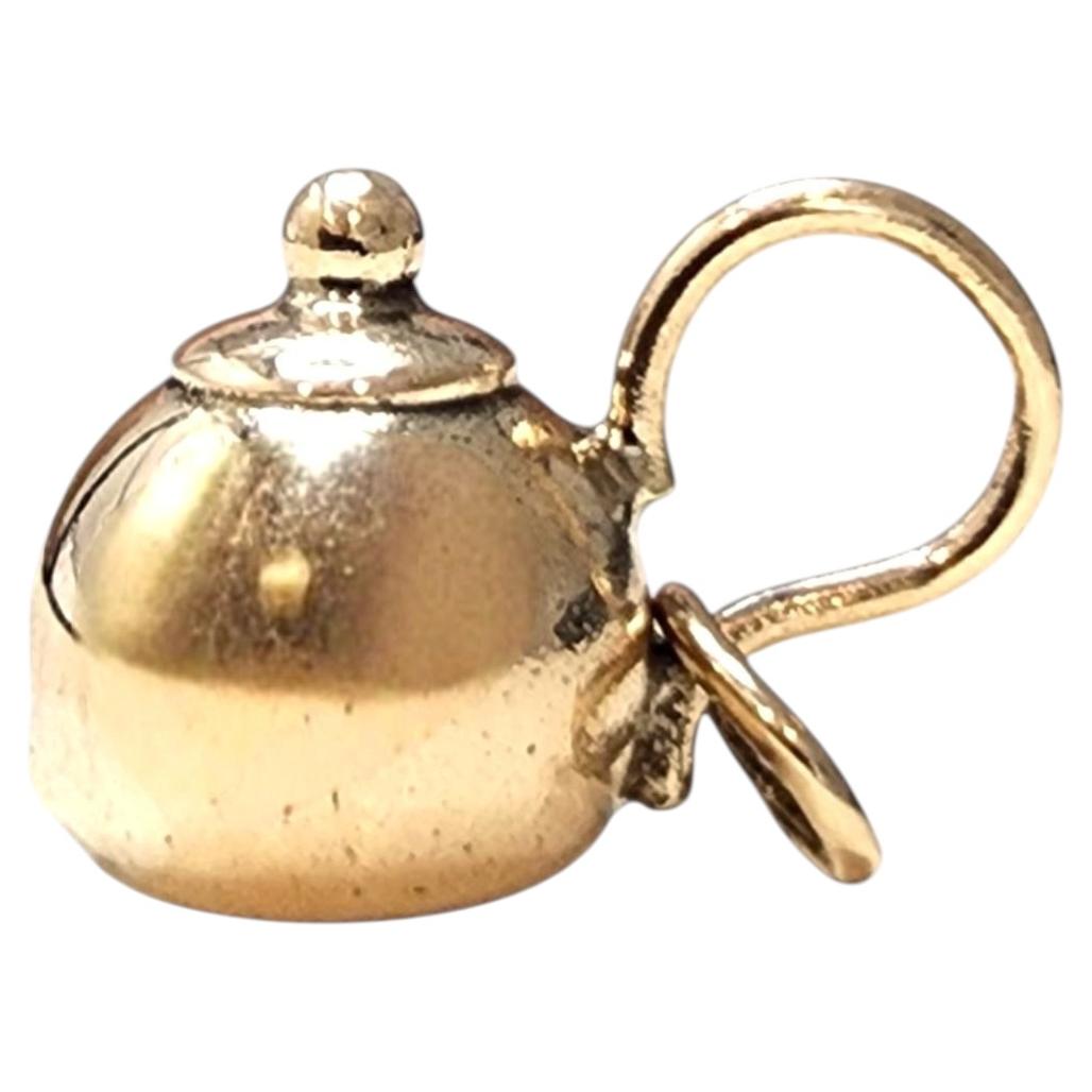 14K Yellow Gold Tea Pot Charm #25620 For Sale