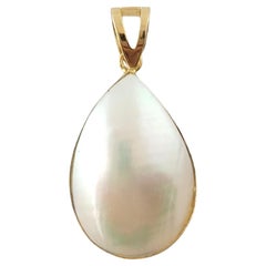 14K Yellow Gold Tear Drop Mabe Pearl Open Pendant #18269