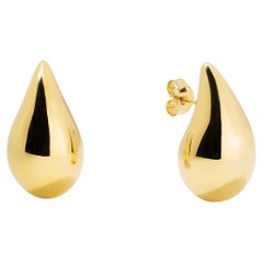 14k Yellow Gold Teardrop Earrings, Large