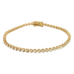 14K Yellow Gold Tennis Bracelet, 2.10 CT of Natural Full Cut Diamonds, 3 prongs