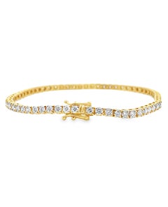 14K Yellow Gold Tennis Bracelet with 4.00 Carats Round Diamonds