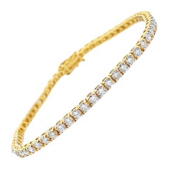 14K Yellow Gold Tennis Bracelet with 4.00 Carats Round Diamonds
