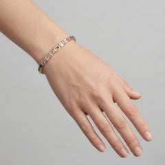 14k Yellow Gold Tennis Bracelet with Rainbow Sapphires and Diamonds