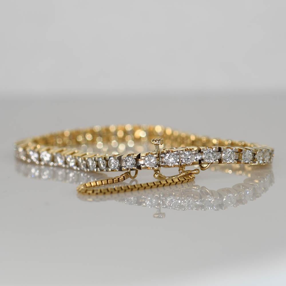 14K Yellow Gold Tennis Diamond Bracelet 5.00tdw, 17.6g In Excellent Condition In Laguna Beach, CA