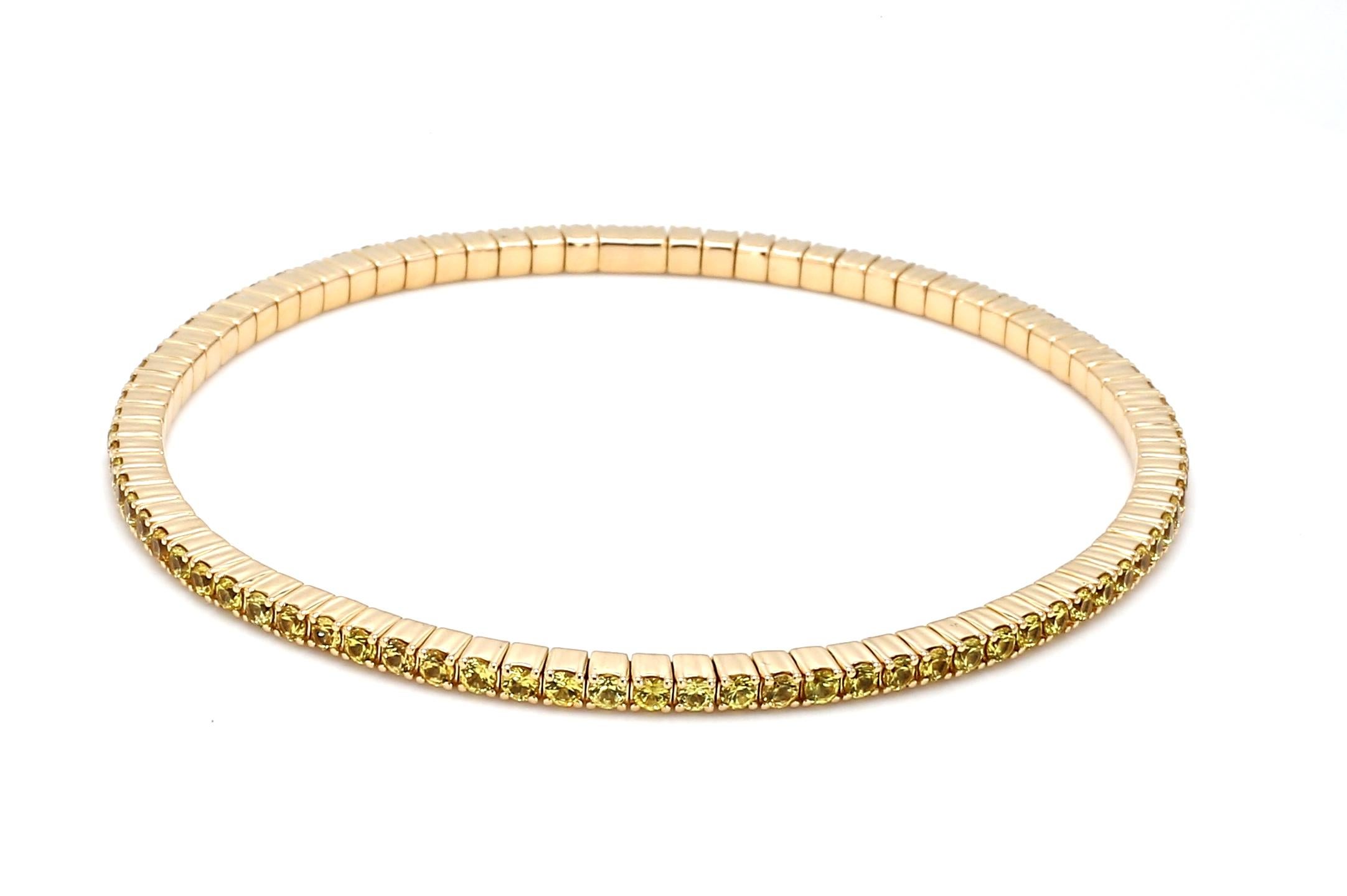 Bracelet de tennis en or jaune 14K serti d'un saphir jaune naturel Neuf - En vente à Pembroke Pines, FL