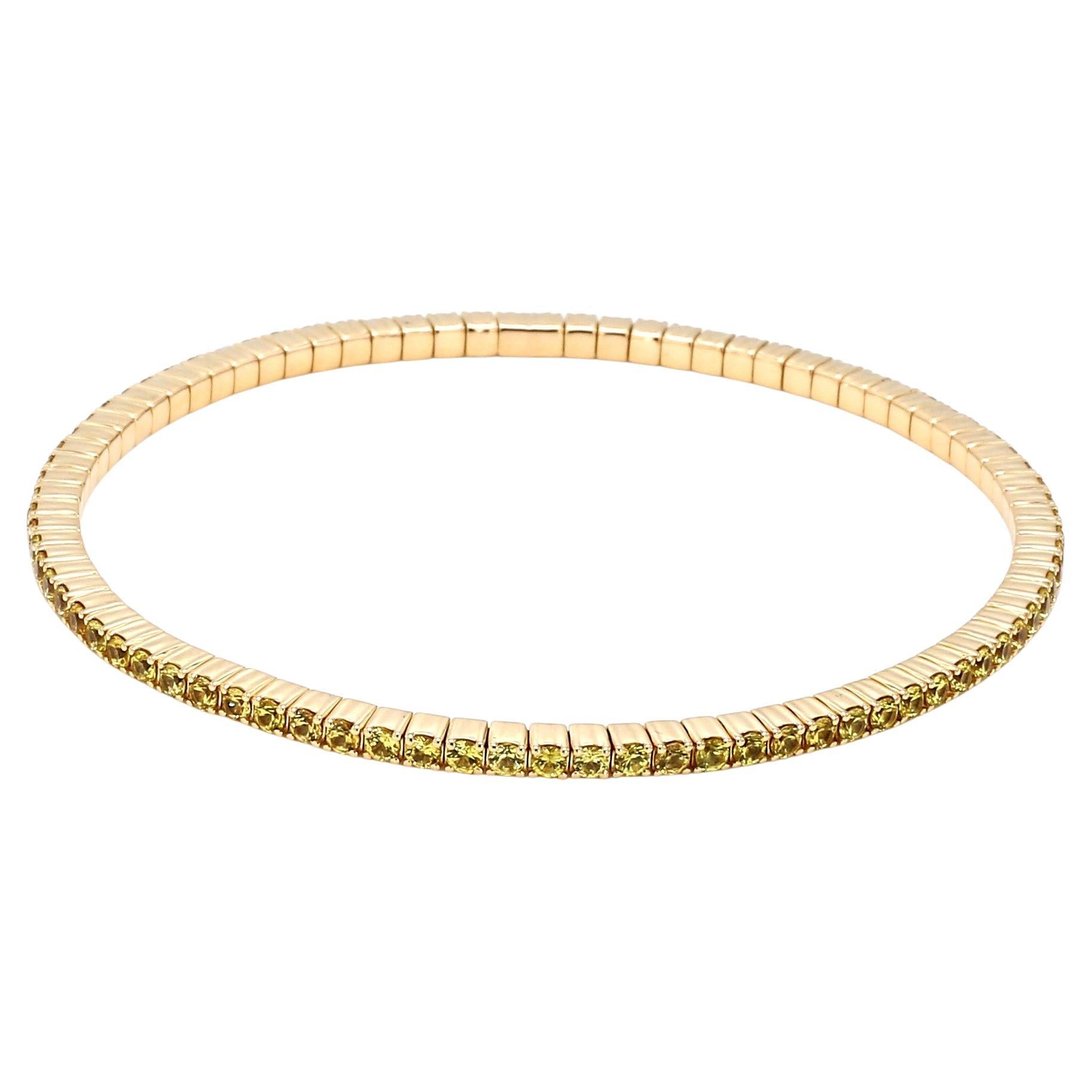 Bracelet de tennis en or jaune 14K serti d'un saphir jaune naturel en vente
