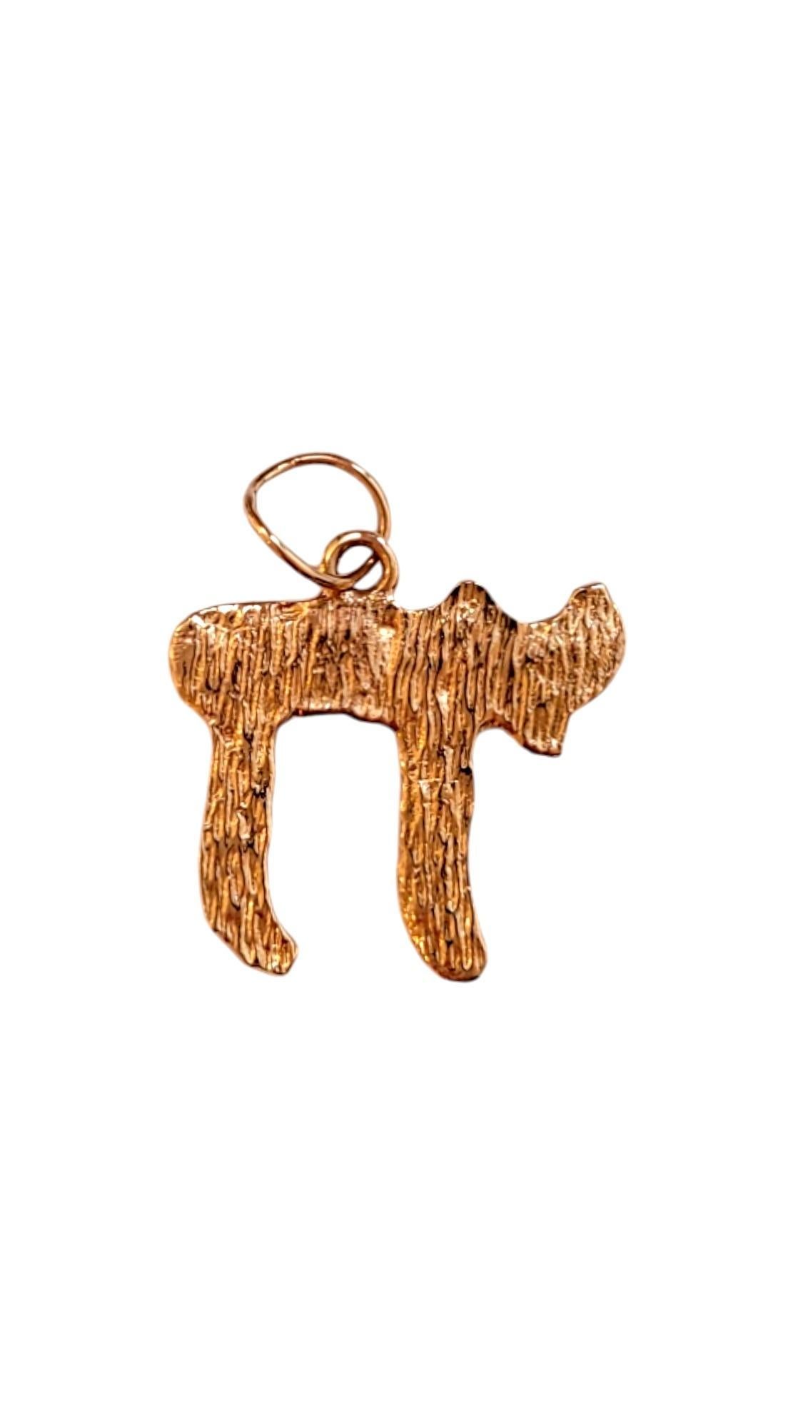 Breloque Chai en or jaune 14K texturé -

Cette breloque Chai symbolise la vie et la vitalité. Elle a été fabriquée avec des détails complexes pour mettre en valeur sa signification intemporelle. Fabriqué en métal de haute qualité, c'est une