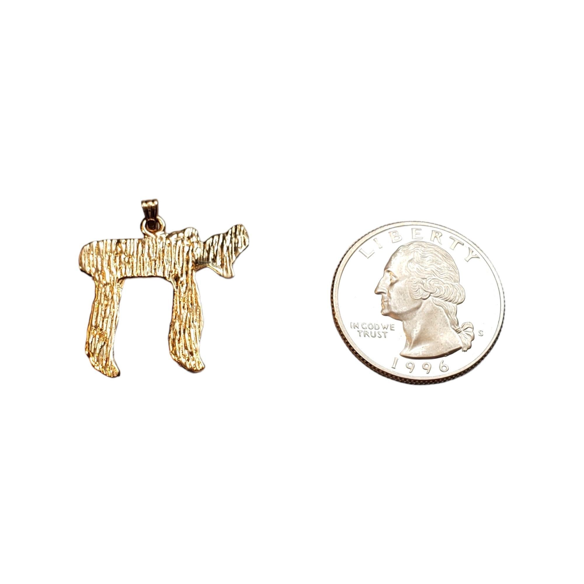 Women's 14K Yellow Gold Textured Chai Pendant #17882