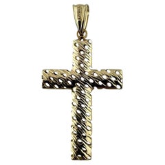 Pendentif croix texturée en or jaune 14K #22675