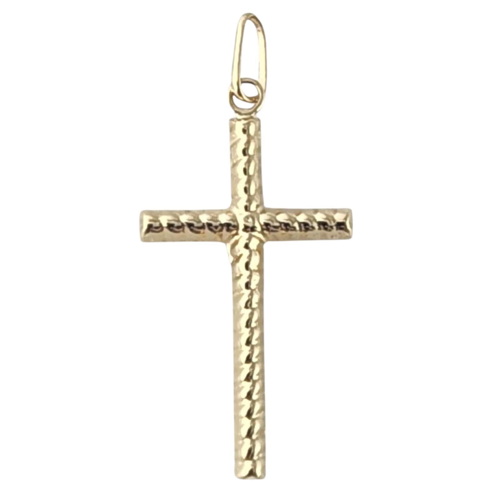 14K Yellow Gold Textured Cross Pendant #23853