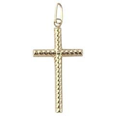 14K Yellow Gold Textured Cross Pendant #23853