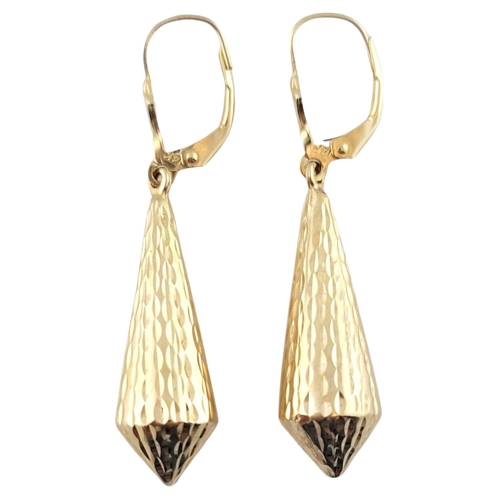 14K Yellow Gold Textured Dangle Earrings #16183 For Sale