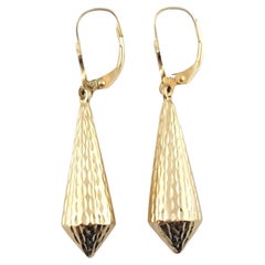 14K Yellow Gold Textured Dangle Earrings #16183