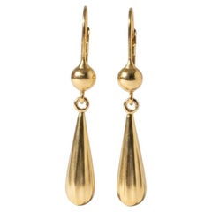 14K Gelbgold Strukturierte Tropfenohrringe #25101